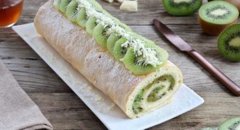 Rotolo al Kiwi e cioccolato bianco: sofficissimo e leggero