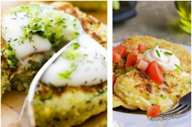 Zucchini und Blumenkohl: 2 hervorragende Zutaten für hervorragende Pfannkuchen. Nur 110 Kalorien!
