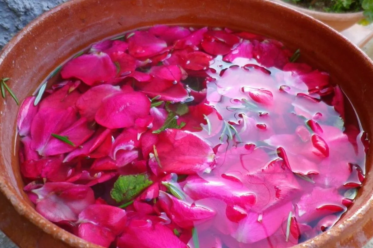 A Maggio preparo l’acqua di rose con l’antica ricetta della mia nonna. Una magia!