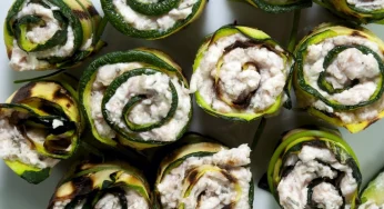 Rotolini di zucchine grigliate: erbe, formaggio e pesto. Sono light!