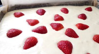 Torta al latte con fragole: l’impasto è pronto in pochi minuti. Ha 180 kcal