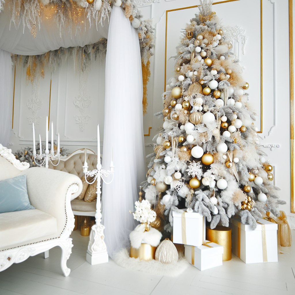 L'abbinamento vincente per un look natalizio lussuoso e raffinato: Albero di Natale Bianco e Oro