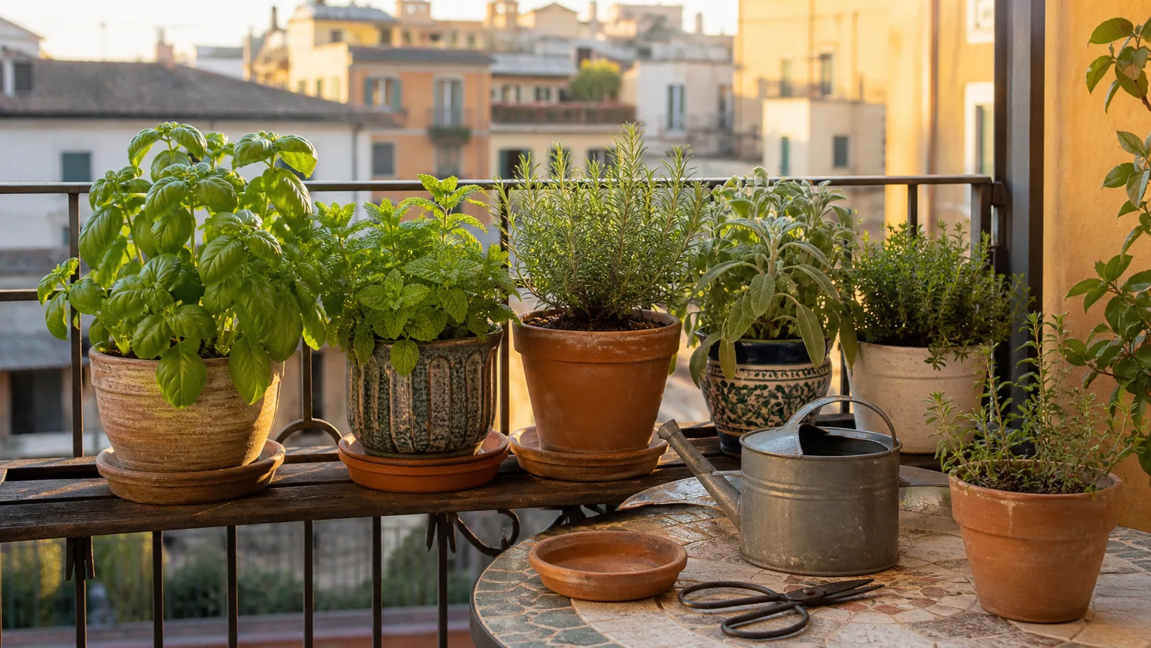 Immagine editoriale per Piante aromatiche sul balcone a fine estate: dove spostarle per non farle seccare