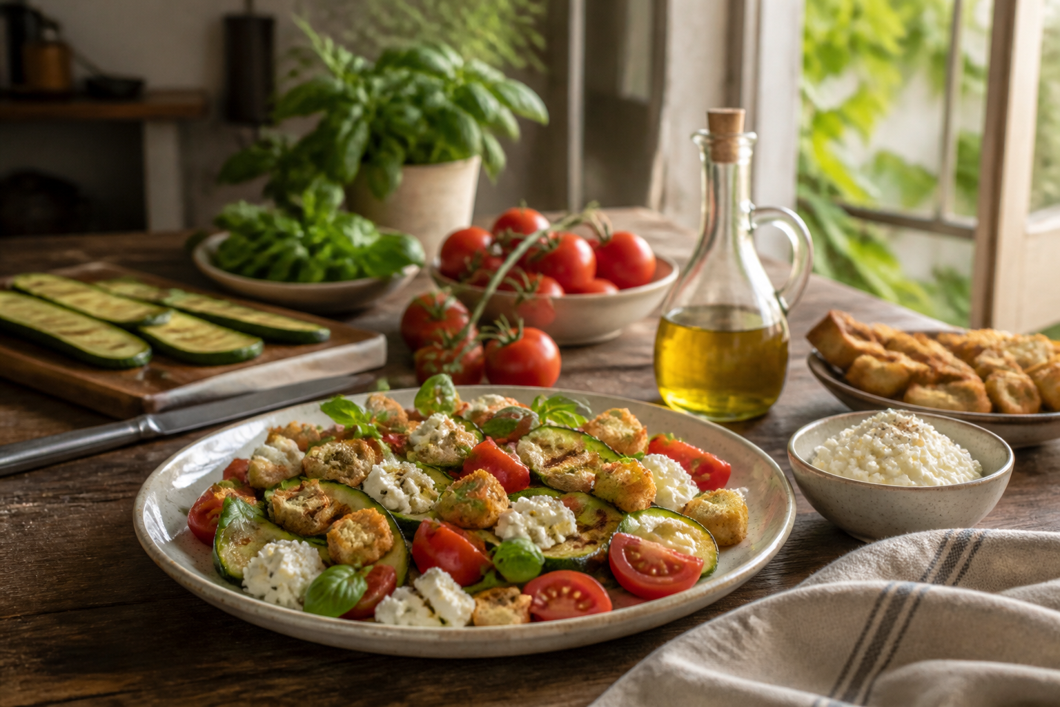 Immagine editoriale per Cena leggera di fine estate: idee veloci con verdure e ricotta