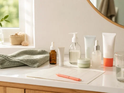 Immagine editoriale per Routine viso dopo estate: come reintrodurre vitamina C, retinolo e acidi senza irritare la pelle