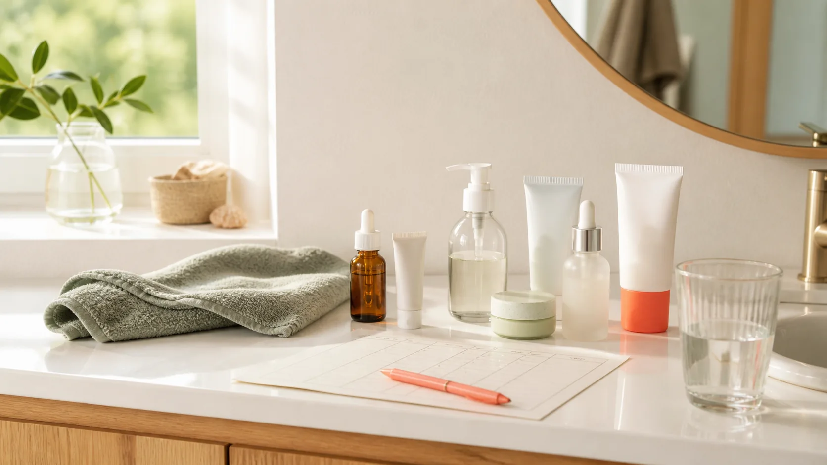 Immagine editoriale per Routine viso dopo estate: come reintrodurre vitamina C, retinolo e acidi senza irritare la pelle