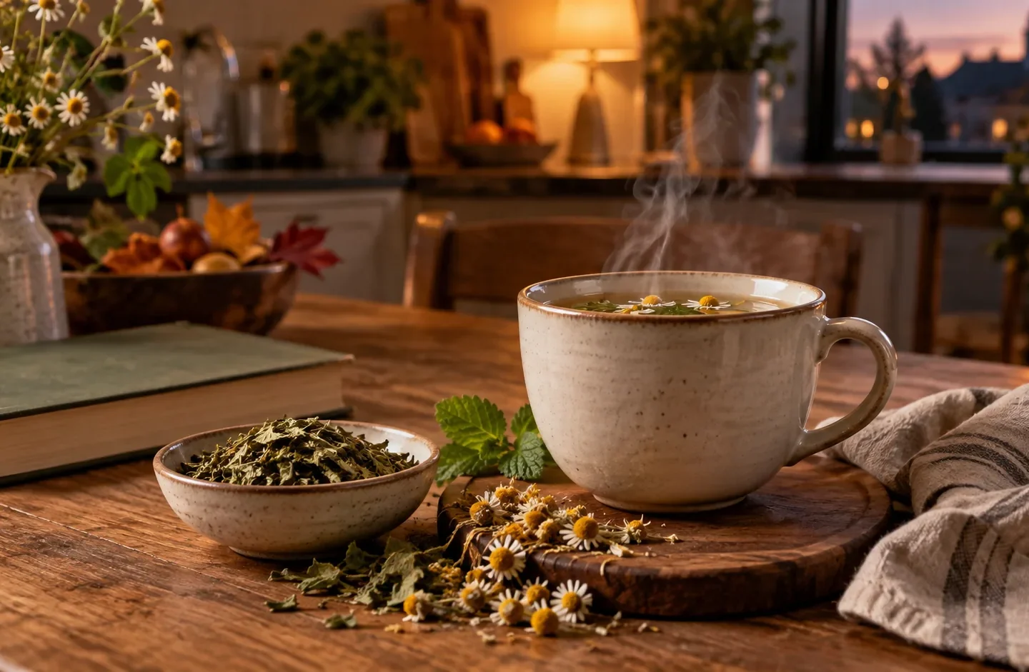 Immagine editoriale per Tisane autunnali per la sera: quali scegliere e quando berle senza aspettarsi miracoli