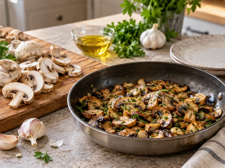 Immagine editoriale per Funghi champignon in padella: la ricetta veloce per farli dorati e non acquosi