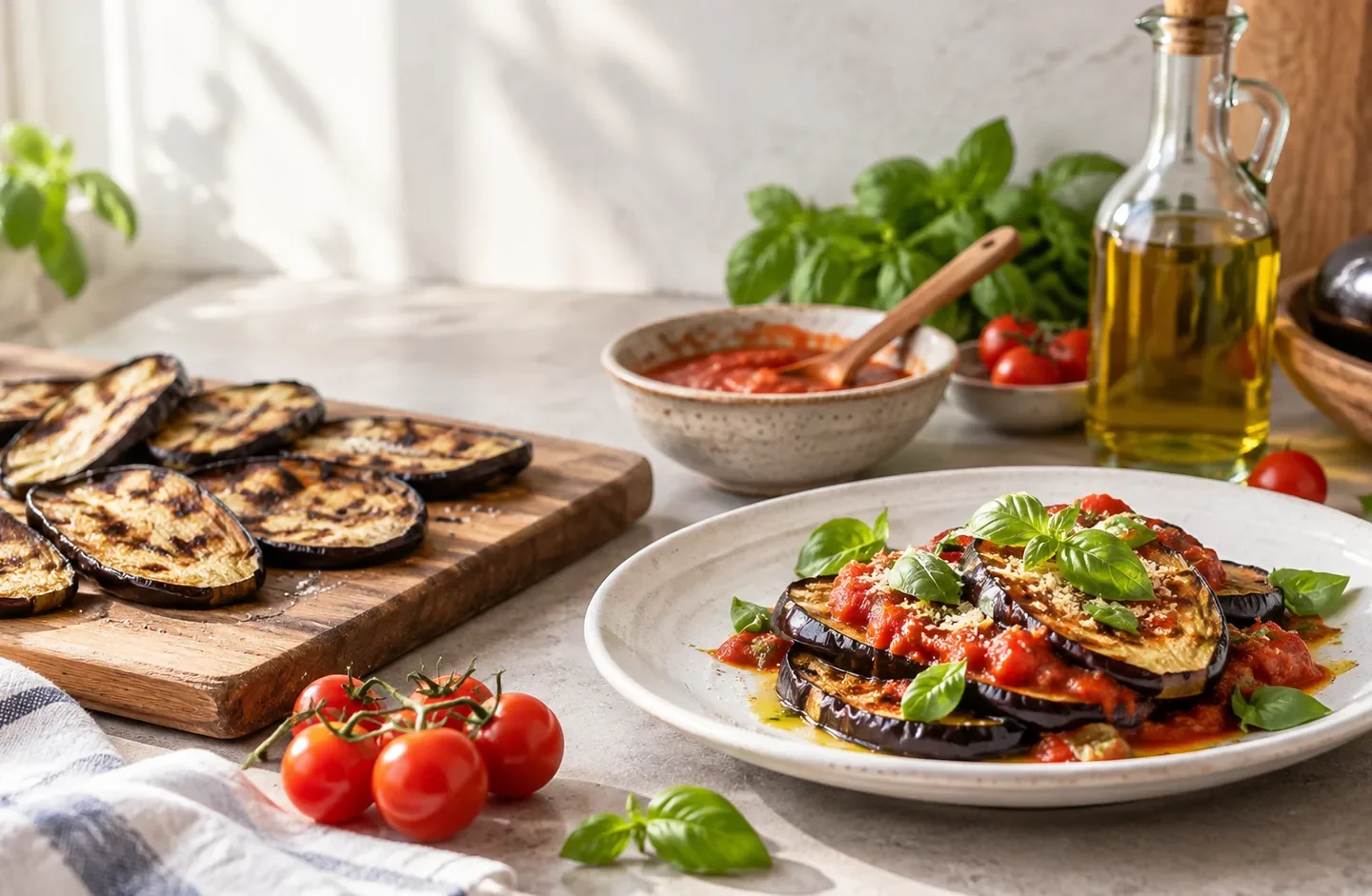 Immagine editoriale per Melanzane ricette estive: 3 idee leggere da preparare ora e usare anche domani